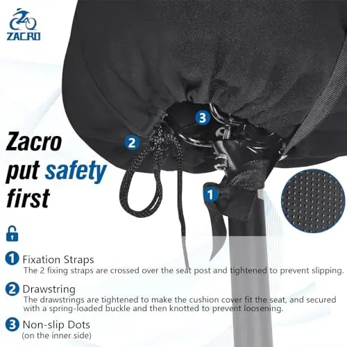Zacro Bike Seat Cushion - Gel Padded Bike Seat Cover for Men Women Comfort, Extra Soft Exercise Bicycle Seat Compatible with Peloton, Outdoor & Indoor Bike Saddles - 4