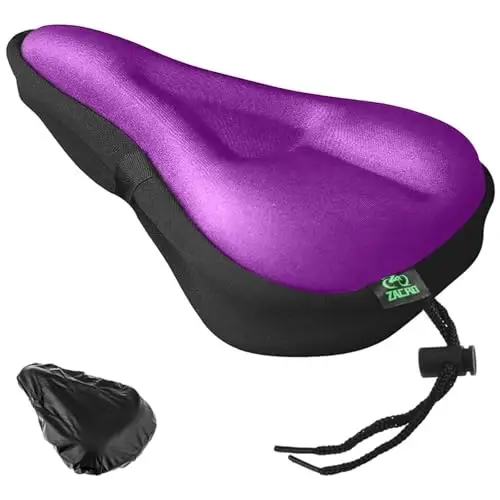 Zacro Bike Seat Cushion - Gel Padded Bike Seat Cover for Men Women Comfort, Extra Soft Exercise Bicycle Seat Compatible with Peloton, Outdoor & Indoor Bike Saddles 