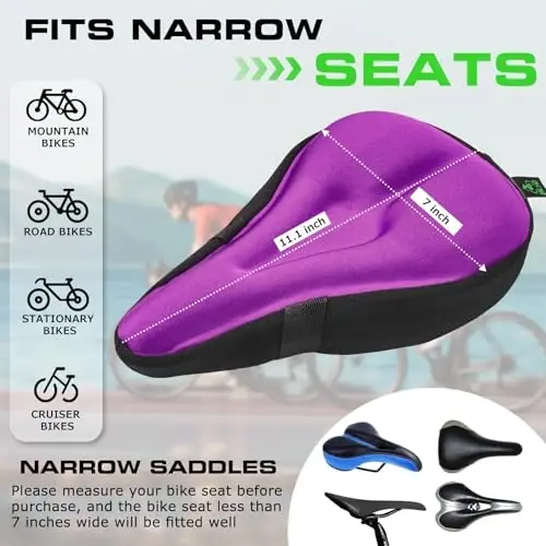 Zacro Bike Seat Cushion - Gel Padded Bike Seat Cover for Men Women Comfort, Extra Soft Exercise Bicycle Seat Compatible with Peloton, Outdoor & Indoor Bike Saddles - 2