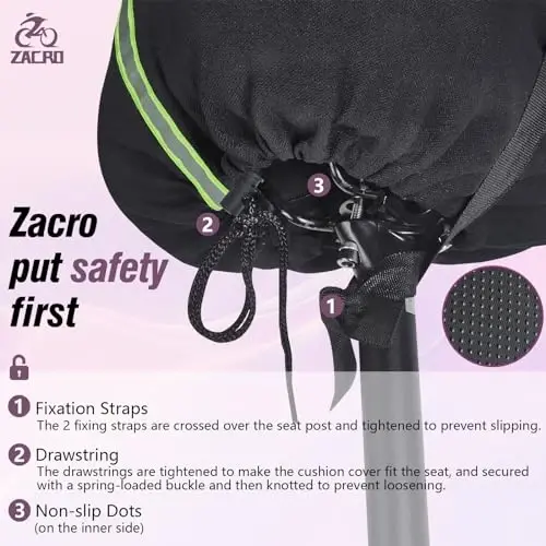 Zacro Bike Seat Cushion - Gel Padded Bike Seat Cover for Men Women Comfort, Extra Soft Exercise Bicycle Seat Compatible with Peloton, Outdoor & Indoor Bike Saddles - 4