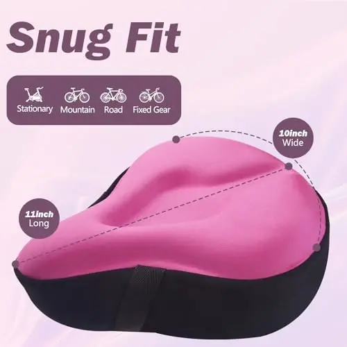 Zacro Bike Seat Cushion - Gel Padded Bike Seat Cover for Men Women Comfort, Extra Soft Exercise Bicycle Seat Compatible with Peloton, Outdoor & Indoor Bike Saddles - 2