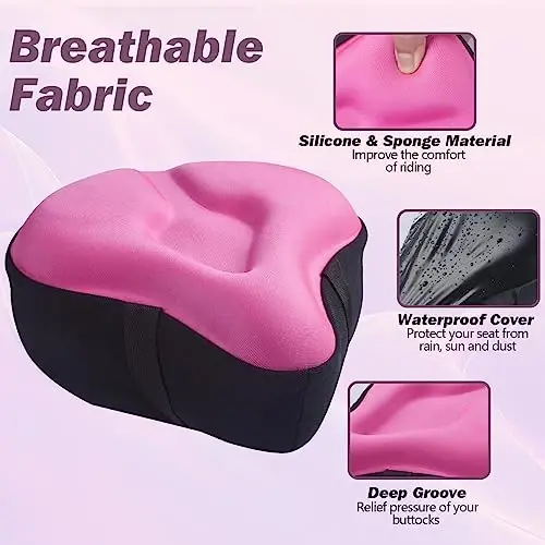 Zacro Bike Seat Cushion - Gel Padded Bike Seat Cover for Men Women Comfort, Extra Soft Exercise Bicycle Seat Compatible with Peloton, Outdoor & Indoor Bike Saddles - 5