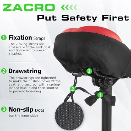 Zacro Bike Seat Cushion - Gel Padded Bike Seat Cover for Men Women Comfort, Extra Soft Exercise Bicycle Seat Compatible with Peloton, Outdoor & Indoor Bike Saddles - 5