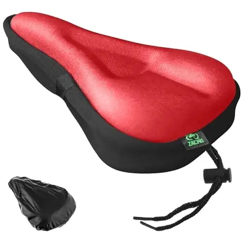 Zacro Bike Seat Cushion - Gel Padded Bike Seat Cover for Men Women Comfort, Extra Soft Exercise Bicycle Seat Compatible with Peloton, Outdoor & Indoor Bike Saddles - 1