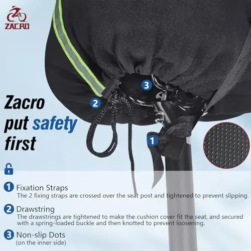 Zacro Bike Seat Cushion - Gel Padded Bike Seat Cover for Men Women Comfort, Extra Soft Exercise Bicycle Seat Compatible with Peloton, Outdoor & Indoor Bike Saddles - 5