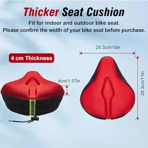 Zacro Bike Seat Cushion - Gel Padded Bike Seat Cover for Men Women Comfort, Extra Soft Exercise Bicycle Seat Compatible with Peloton, Outdoor & Indoor Bike Saddles - 2