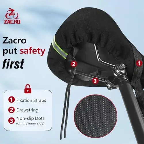 Zacro Bike Seat Cushion - Gel Padded Bike Seat Cover for Men Women Comfort, Extra Soft Exercise Bicycle Seat Compatible with Peloton, Outdoor & Indoor Bike Saddles - 4