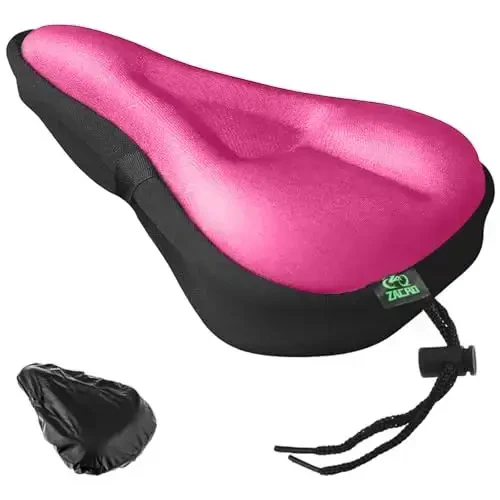 Zacro Bike Seat Cushion - Gel Padded Bike Seat Cover for Men Women Comfort, Extra Soft Exercise Bicycle Seat Compatible with Peloton, Outdoor & Indoor Bike Saddles 