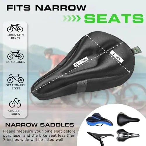 Zacro Bike Seat Cushion - Gel Padded Bike Seat Cover for Men Women Comfort, Extra Soft Exercise Bicycle Seat Compatible with Peloton, Outdoor & Indoor Bike Saddles - 2