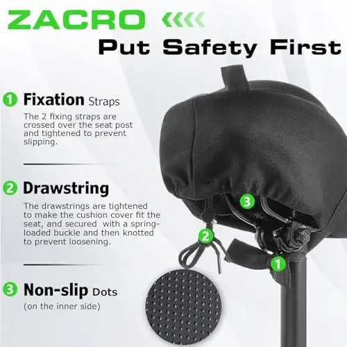 Zacro Bike Seat Cushion - Gel Padded Bike Seat Cover for Men Women Comfort, Extra Soft Exercise Bicycle Seat Compatible with Peloton, Outdoor & Indoor Bike Saddles - 5