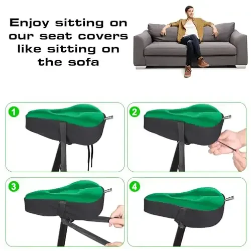 Zacro velosiped o'rindig'i yostig'i - Erkaklar va ayollar uchun gel bilan to'ldirilgan velosiped o'rindiq qoplamasi, Peloton bilan mos keladigan o'ta yumshoq mashq velosiped o'rindig'i, tashqi va ichki velosiped egarilari - 6