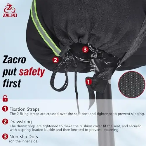 Zacro velosiped o'rindig'i yostig'i - Erkaklar va ayollar uchun qulay gel bilan to'ldirilgan velosiped o'rindig'i qopqog'i, Peloton, tashqi va ichki velosiped o'rindiqlari bilan mos keladigan juda yumshoq mashq velosiped o'rindig'i - 4