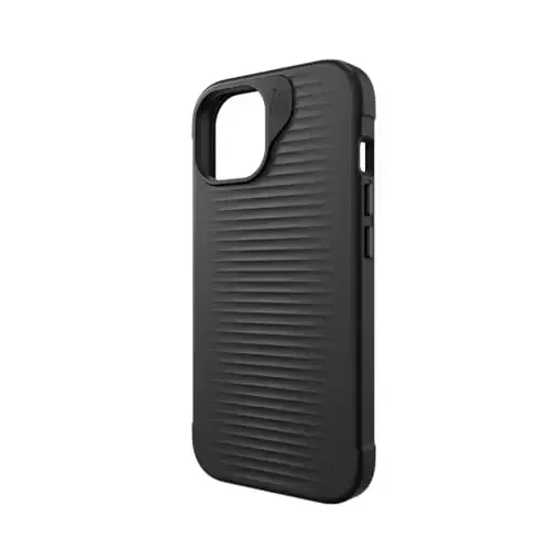 ZAGG Luxe Case iPhone 16e/ 15/14/ 13 uchun -10ft tushishdan himoya, ekologik toza, simsiz zaryadlashga mos, ingichka yengil dizayn, ishonchli ushlash uchun Ripple naqsh, qora - 5