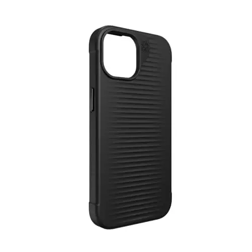 ZAGG Luxe Case iPhone 16e/ 15/14/ 13 uchun -10ft tushishdan himoya, ekologik toza, simsiz zaryadlashga mos, ingichka yengil dizayn, ishonchli ushlash uchun Ripple naqsh, qora - 4
