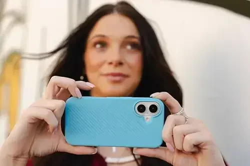 ZAGG Luxe Snap Case for iPhone 16 - MagSafe Wireless Charging, 10ft Drop Protection, Eco-Friendly, Graphene Reinforced, Ripple Design, River Blue - 7