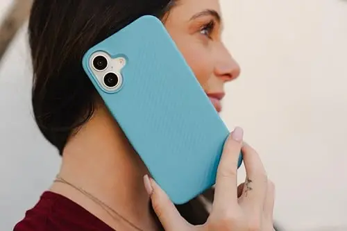 ZAGG Luxe Snap Case for iPhone 16 - MagSafe Wireless Charging, 10ft Drop Protection, Eco-Friendly, Graphene Reinforced, Ripple Design, River Blue - 6