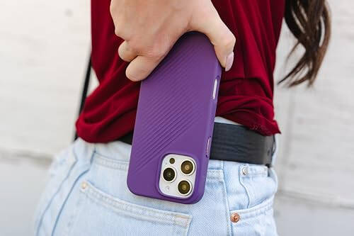 ZAGG Luxe Snap Case for iPhone 16 Pro - MagSafe Wireless Charging, 10ft Drop Protection, Eco-Friendly, Graphene Reinforced, Ripple Design, Grape Purple - 1