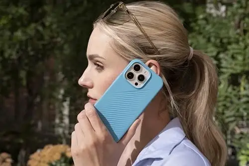 ZAGG Luxe Snap Case for iPhone 16 Pro Max - MagSafe simsiz zaryadlash, 10 futdan tushishdan himoya, ekologik toza, grafen bilan mustahkamlangan, Ripple dizayni, River Blue - 6