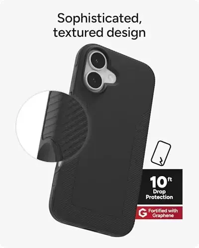 ZAGG Luxe Snap Phone Case for iPhone 17 - Black, Dropdan himoya qilish uchun chidamli grafen (10ft/3m), Ingichka yengil dizayn, MagSafe bilan mos - 6