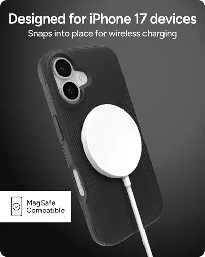 ZAGG Luxe Snap Phone Case for iPhone 17 - Black, Durable Graphene for Drop Protection (10ft/3m), Slim Lightweight Design, MagSafe Compatible - 5