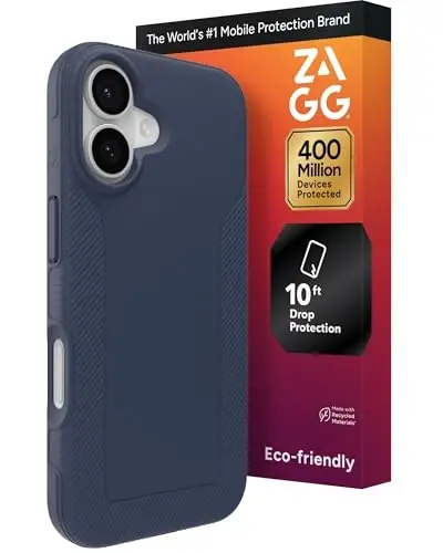 ZAGG Luxe Snap Phone Case for iPhone 17 - Blue Navy, Durable Graphene for Drop Protection (10ft/3m), Slim Lightweight Design, MagSafe Compatible - ZAGG