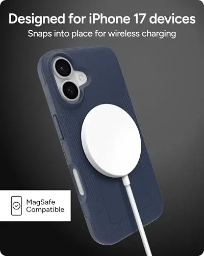ZAGG Luxe Snap Phone Case for iPhone 17 - Blue Navy, Durable Graphene for Drop Protection (10ft/3m), Slim Lightweight Design, MagSafe Compatible - 5