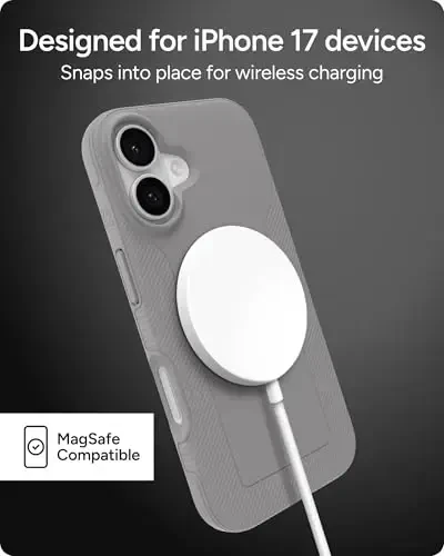 ZAGG Luxe Snap Phone Case for iPhone 17 - Gray, Durable Graphene for Drop Protection (10ft/3m), Slim Lightweight Design, MagSafe Compatible - 5