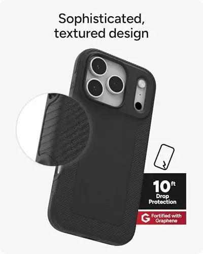 ZAGG Luxe Snap Phone Case for iPhone 17 Pro - Black, Durable Graphene for Drop Protection (10ft/3m), Slim Lightweight Design, MagSafe Compatible - 6