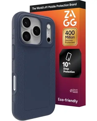 ZAGG Luxe Snap Phone Case for iPhone 17 Pro - Blue Navy, Durable Graphene for Drop Protection (10ft/3m), Slim Lightweight Design, MagSafe Compatible - ZAGG