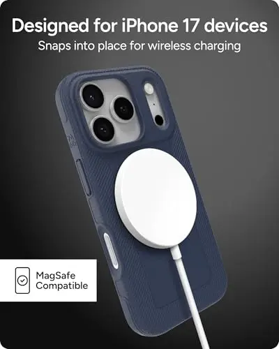 ZAGG Luxe Snap Phone Case for iPhone 17 Pro - Blue Navy, Durable Graphene for Drop Protection (10ft/3m), Slim Lightweight Design, MagSafe Compatible - 5