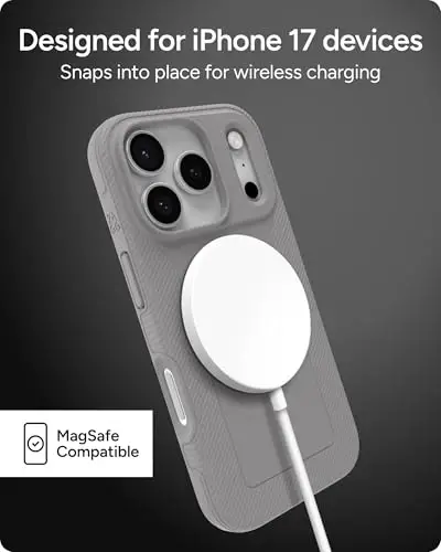 ZAGG Luxe Snap Phone Case for iPhone 17 Pro - Gray, Durable Graphene for Drop Protection (10ft/3m), Slim Lightweight Design, MagSafe Compatible - 5