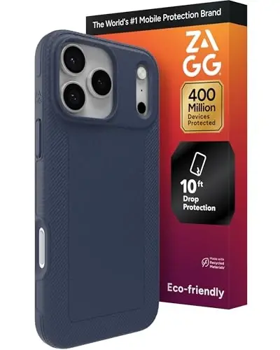 ZAGG Luxe Snap Phone Case for iPhone 17 Pro Max - Blue Navy, Durable Graphene for Drop Protection (10ft/3m), Slim Lightweight Design, MagSafe Compatible - ZAGG