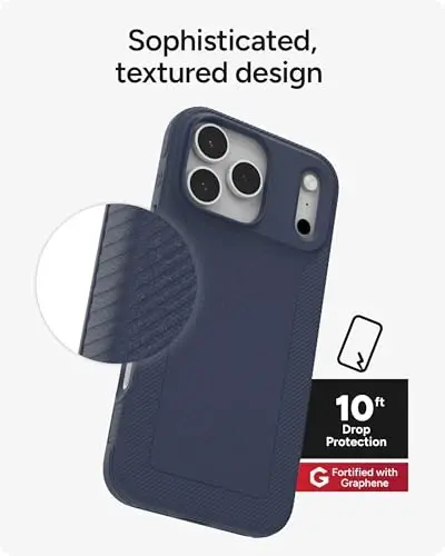 ZAGG Luxe Snap Phone Case for iPhone 17 Pro Max - Blue Navy, Durable Graphene for Drop Protection (10ft/3m), Slim Lightweight Design, MagSafe Compatible - 6