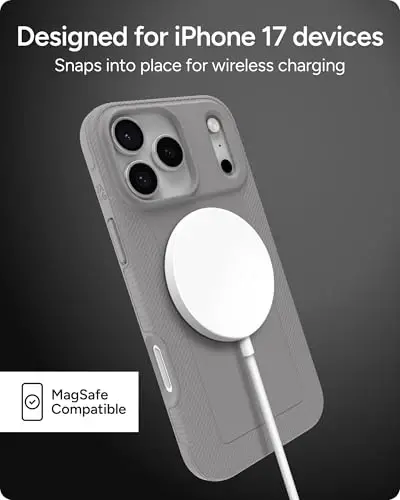 ZAGG Luxe Snap Phone Case for iPhone 17 Pro Max - Gray, Durable Graphene for Drop Protection (10ft/3m), Slim Lightweight Design, MagSafe Compatible - 5
