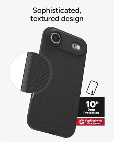 ZAGG Luxe Snap Phone Case for iPhone Air - Black, Dropdan himoya qilish uchun bardoshli Grafen (3m/10ft), Yengil ixcham dizayn, MagSafe bilan mos - 6