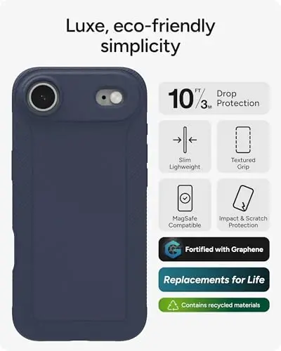 ZAGG Luxe Snap Phone Case for iPhone Air - Blue Navy, Durable Graphene for Drop Protection (10ft/3m), Slim Lightweight Design, MagSafe Compatible - 2
