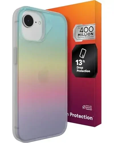 ZAGG Milan Case for iPhone 16e/ 15/14/ 13 – 13ft Drop Protection, Graphene Strengthened, Slim & Stylish Design, Iridescent Finish, Wireless Charging Compatible, Eco-Friendly, Iridescent - ZAGG