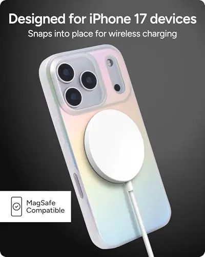 ZAGG Milan Snap Case for iPhone 17 Pro - Iridescent, Graphene Strengthened Phone Case with Drop Protection (13ft/4m), Textured Edges & Sparkle Design, MagSafe Charging Compatible - 7