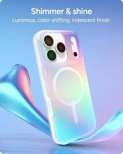 ZAGG Milan Snap Case for iPhone 17 Pro - Iridescent, Graphene Strengthened Phone Case with Drop Protection (13ft/4m), Textured Edges & Sparkle Design, MagSafe Charging Compatible - 3