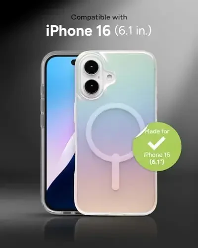 ZAGG Milan Snap Case for iPhone 16 - Color Changing Finish, MagSafe & Wireless Charging Compatible, 13ft Drop Protection, Graphene Reinforced, Eco-Friendly,Matte Iridescent - ZAGG (1)