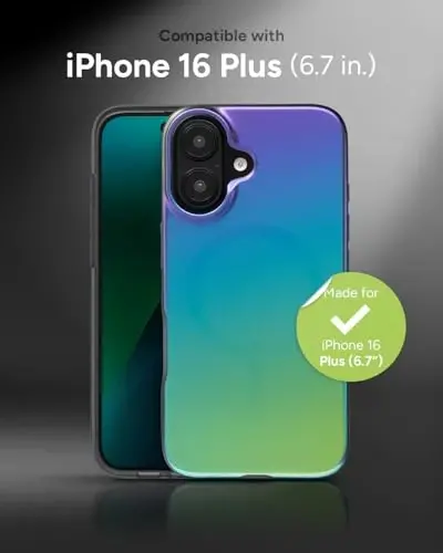 ZAGG Milan Snap Case for iPhone 16 Plus - Rangini o'zgartiruvchi qoplama, MagSafe & Wireless zaryadlashga mos, 4m balandlikdan tushishdan himoya, Graphene bilan mustahkamlangan, Ekologik toza, Raven Feather - ZAGG (1)