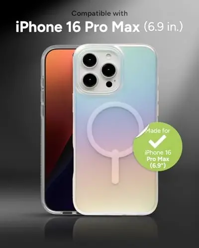 ZAGG Milan Snap Case for iPhone 16 Pro Max - Color Changing Finish, MagSafe & Wireless Charging Compatible, 13ft Drop Protection, Graphene Reinforced, Eco-Friendly, Matte Iridescent - 2