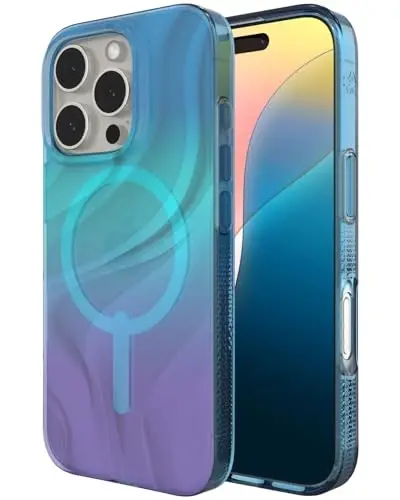 ZAGG Milan Snap Case for iPhone 16 Pro - Rang o'zgartiruvchi qoplama, MagSafe & Wireless zaryadlashga mos, 4m balandlikdan tushishdan himoya, Grafen bilan mustahkamlangan, Ekologik toza, To'q Aurora - 1