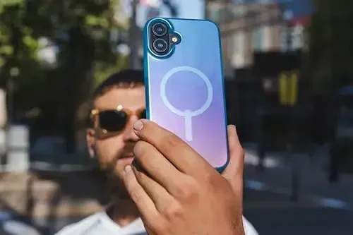 ZAGG Milan Snap Case for iPhone 16 - Rang o'zgartiruvchi qoplama, MagSafe & Wireless zaryadlashga mos, 4m gacha tushishdan himoya, Graphene bilan kuchaytirilgan, ekologik toza, Deep Aurora - 7