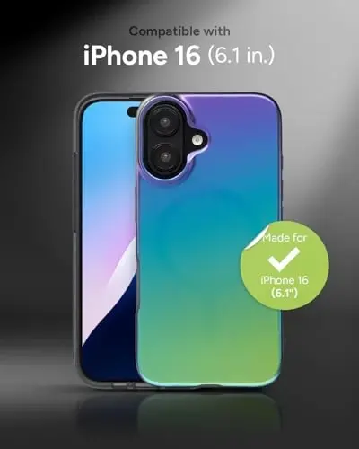 ZAGG Milan Snap Case for iPhone 16 - Rangi o'zgaruvchan qoplamali, MagSafe va simsiz zaryadlashga mos, 4 metrgacha tushishdan himoya, grafen bilan mustahkamlangan, ekologik toza, Raven Feather - 2
