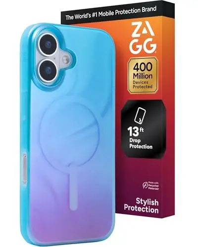 ZAGG Milan Snap Case for iPhone 17 - Deep Aurora, Graphene Strengthened Phone Case with Drop Protection (13ft/4m), Textured Edges & Sparkle Design, MagSafe Charging Compatible - ZAGG