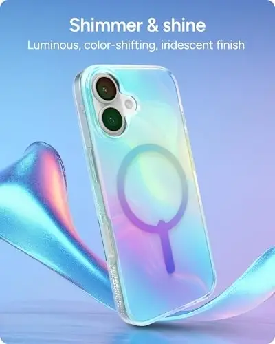 ZAGG Milan Snap Case for iPhone 17 - Iridescent Bubble, Graphene Strengthened Phone Case with Drop Protection (13ft/4m), Textured Edges & Sparkle Design, MagSafe Charging Compatible - 3