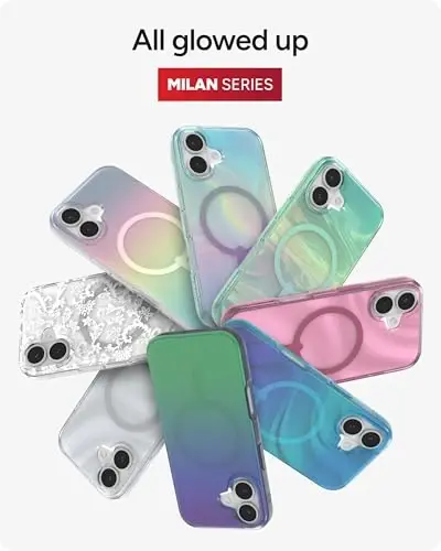 ZAGG Milan Snap Case for iPhone 17 - Iridescent, Graphene Strengthened Phone Case with Drop Protection (13ft/4m), Textured Edges & Sparkle Design, MagSafe Charging Compatible - 4