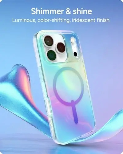 ZAGG Milan Snap Case for iPhone 17 Pro - Iridescent Bubble, Graphene Strengthened Phone Case with Drop Protection (13ft/4m), Textured Edges & Sparkle Design, MagSafe Charging Compatible - 3