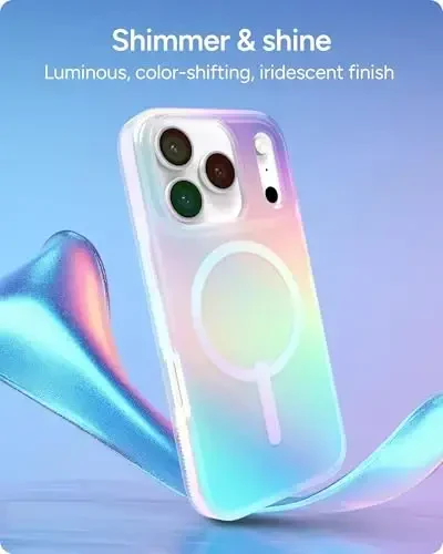 ZAGG Milan Snap Case for iPhone 17 Pro - Iridescent, Graphene Strengthened Phone Case with Drop Protection (13ft/4m), Textured Edges & Sparkle Design, MagSafe Charging Compatible - 3